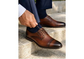 Pantofi barbati maro din piele naturala, eleganti si perforati – stil rafinat, confort Office RSY479M